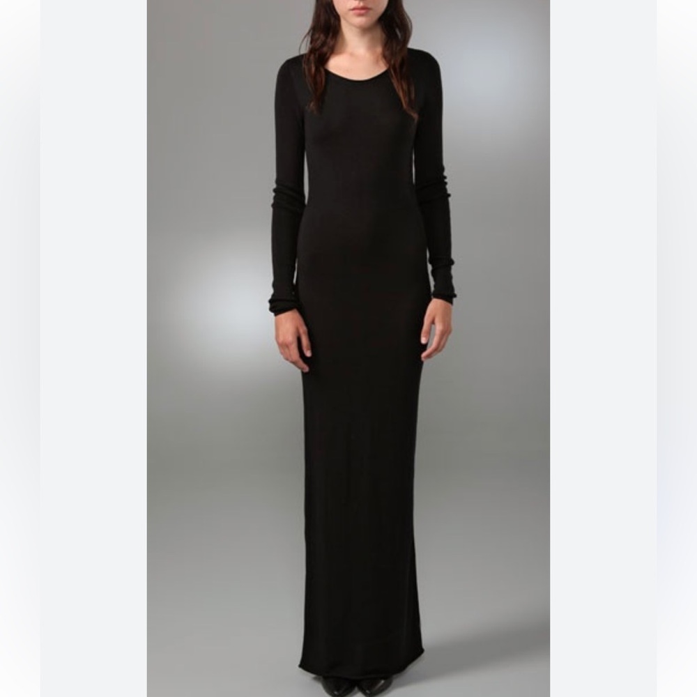 T Alexander Wang‎ Women's Black Fitted Long Sleeve Maxi Dress